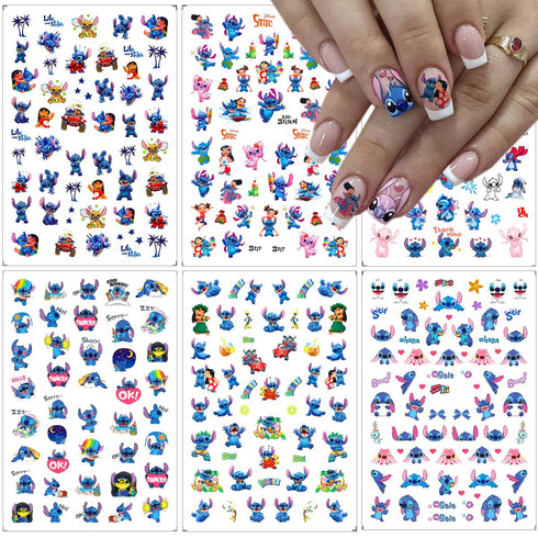 6 Sheets Cute Nail Art Stickers Decals 3D Self Adhesive Kawaii Designer Nail Stickers for Nail Art Supplies Cartoon Nail Stickers Women Girls DIY ...
