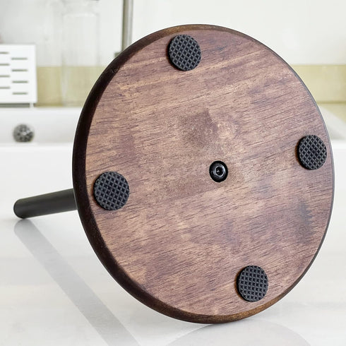 Black Paper Towel Holder Stand with Exquisite Wood Round Base, Niffgaff Free-Standing Paper Towel Roll Dispenser for Kitchen Countertop, Fits Stan...