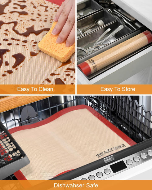 Silicone Baking Mat-Set of 5 (2 Half Sheet Mats + 2 Quarter Baking Sheets+ 1 9'' Oven Liner), Sopito Non Stick & Reusable Bakeware Mats for Cookie...