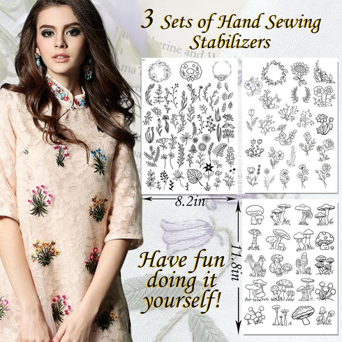 Osheng 108pcs Hand Sewing Stabilizers Water Soluble Stabilizer Self Adhesive Tear Away Embroidery Stabilizers Away Machine Embroidery Stabilizers ...