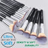 16Pcs ULTRA SOFT Black labeled Makeup Brushes set Contains large powder Flat Foundation Blending Blush Face contour Concealers Brush (16Pcs Matte ...