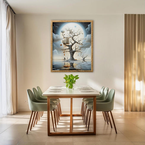 Posterizer 1 pcs-Alien Lake Massive Tree with Tree Houses-Abstract & Modern Art-Fantasy & Fiction Art-Gift for Art Lovers-Gift for movie lovers- U...