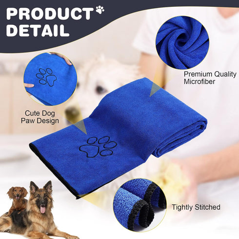 Chumia 4 Pack Dog Towels for Drying Dog Large Microfiber Dog Towels Grooming Towels Absorbent Soft Pet Bath Towels with Embroidered Paw for Small ...