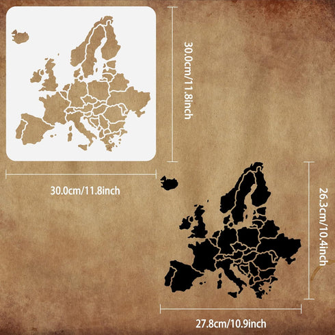 FINGERINSPIRE Europe Map Stencil 11.8x11.8 inch Hollow Out United Kingdom Germany France Italy Spain Map Drawing Stencil Reusable Europe Travel Pl...
