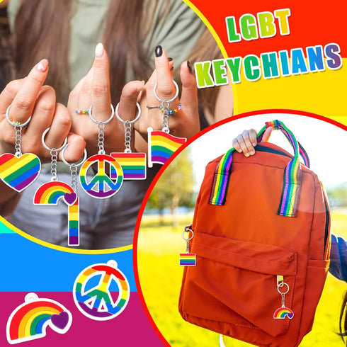 36 Pack Rainbow Pride Keychians Gay Rainbow Flag Lapel Keychains Lgbt Lgbtq Flag Love Is Love Keychains Pride Accessories for Pride Shirt Gay Lesb...