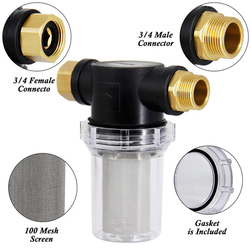 Twinkle Star Hose Filter Attachment Line Water Hose Filter with 100 Mesh and 40 Mesh Screen, 2Pcs O-Ring, Garden Hose Filter Pressure Washer Inlet...