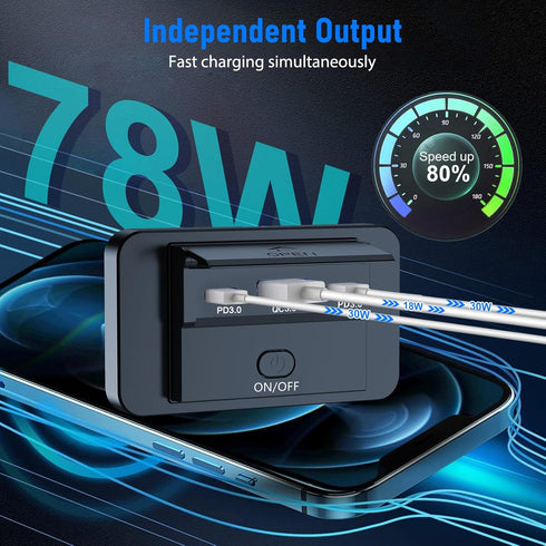 Linkstyle 4PCS RV USB Outlet, 30W Dual PD3.0 USB C Ports & 18W QC3.0 USB A Port Charger Socket, ON/Off Button, for Car Marine...