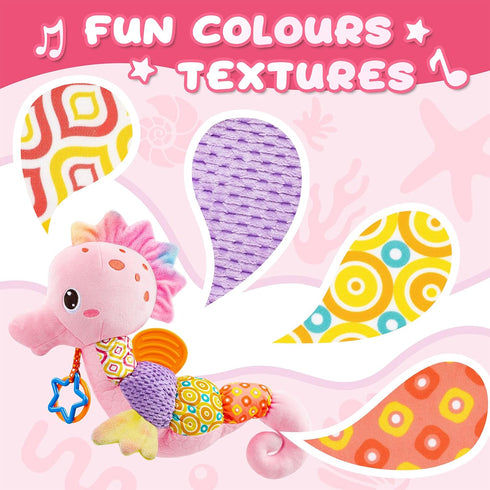 Baby Toys 0 to 12 Months, Musical Stuffed Animal Activity Soft Toys with Multi-Sensory Crinkle, Rattle and Textures,Infant Tummy Time Toys for New...