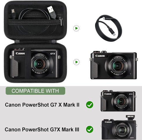 Hard Travel Case for Canon Powershot G7 X Mark II/ G7 X Mark III Digital Camera, Protective Storage Bag with Zipper Mesh Pocket for Battery Pack, ...