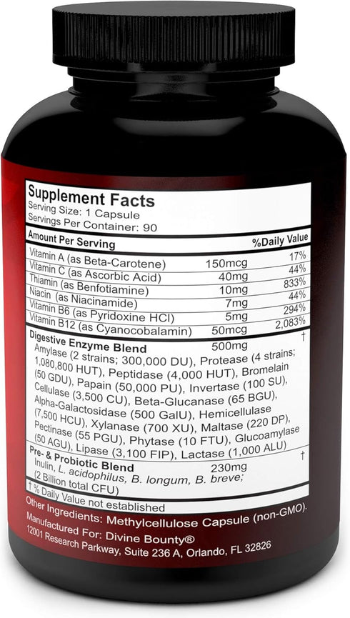 Digestive Enzymes with Probiotics & Prebiotics - Digestive Enzyme Supplements w Lipase, Amylase, Bromelain - Support a Healthy Digestive Tract for...
