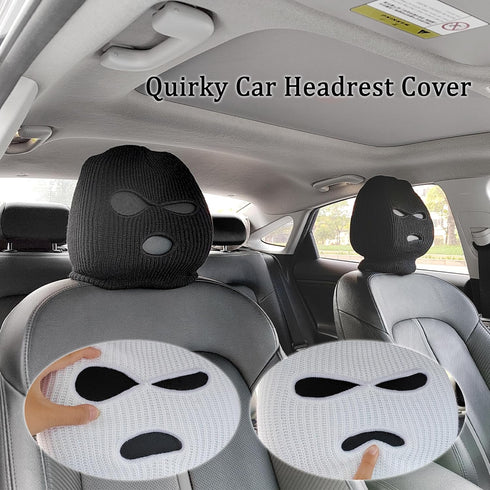 2PCS Funny Headrest Covers for Cars,Personalized Car Decor Headrest Cove,Universal Interior Car Accessories Ski Mask Head Rest Covers for Car Seat...