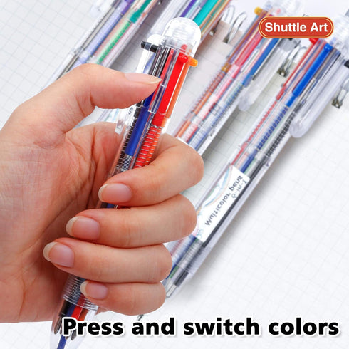 Shuttle Art Multicolor Pens, 23 Pack 6-in-1 0.7mm Retractable Ballpoint Pens for Office School Supplies Students Children Gift...