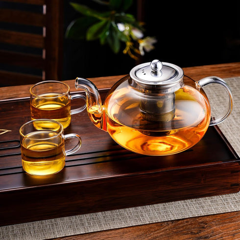 PARACITY Glass Teapot Stovetop 40 OZ/1200ml, Borosilicate Clear Tea Kettle with Removable 18/8 Stainless Steel Infuser, Teapot Blooming and Loose ...