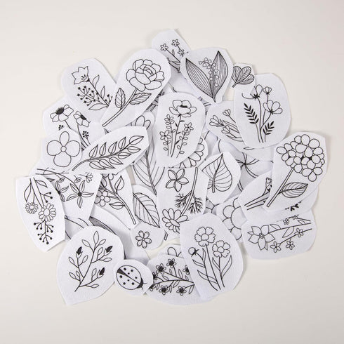 46PCS Water Soluble Stabilizer for Embroidery,Stick and Stitch Embroidery Paper with Pre-Printed Flowers and Leaves Pattern,Embroidery Sewing Stab...