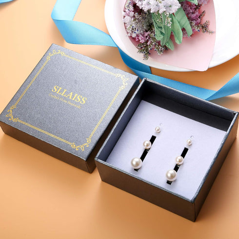 Sllaiss 925 Sterling Silver Austria Pearl Earrings 18K Gold Pink Earrings Sets Stud Earrings for Women (3 Pairs 4mm 6mm 8mm)...