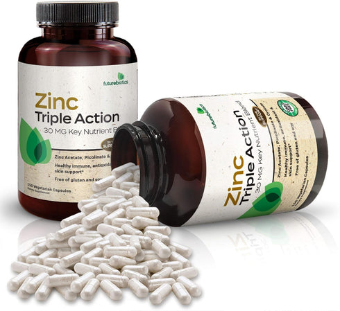 Futurebiotics Zinc Triple Action 30mg Key Nutrient Blend Immune Support Zinc Supplement with Zinc Acetate, Picolinate & Orotate - Immune, Antioxid...