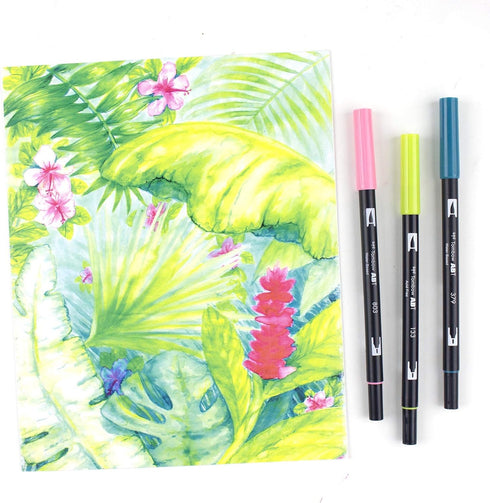 Tombow 56211 Dual Brush Pen Art Markers, Tropical, 6-Pack. Blendable, Brush and Fine Tip Markers...