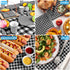 Gatherfun Disposable Paper Napkins Black and White Gingham for Dinner Picnic and Parties (Pack of 50)...