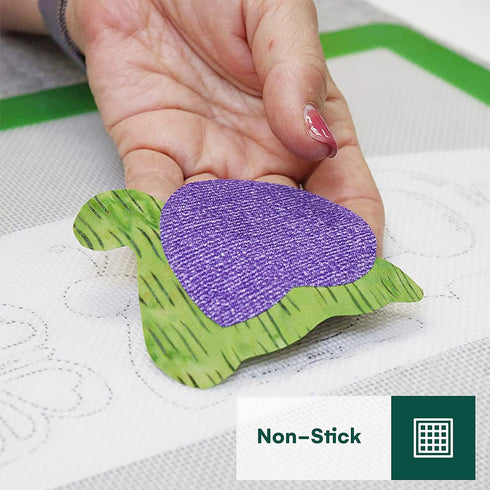 Precision Fusing Mat (12" x 18") Includes No-Slip/Nonstick mat with See-Through Design for Appliqué Creation, and Teflon Coated Pressing Sheet - A...