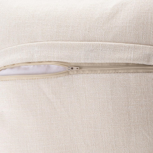 Meekio Set of 2 Ivory Square Pillow Covers 16 x 16 Farmhouse Boho Pillow Covers with Coconut Buttons for Sofa Couch Living Room Bedroom Farmhouse ...