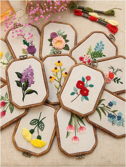 Maydear 3 Pack Embroidery Starter Kit with Pattern, Stamped Cross Stitch Kits for Beginners Adults with Embroidery Hoop and Instructions, Hand Emb...