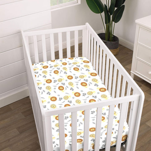 NoJo Lion Brown, Grey & Yellow Fitted Super Soft Crib Sheet, Brown, Grey, Yellow...