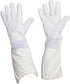Forest Beekeeping Gloves, Premium Goatskin Leather Beekeeper's Glove with white vented space Between Long Canvas Sleeve and elastic cuff (S)...