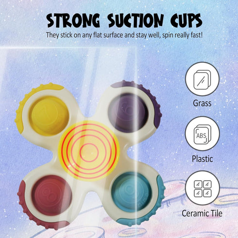 Suction Cup Spinner Toys for Toddlers 1-3, 3PCS Spinning Tops Toys for Kids Window Spinner Toys, Sensory Bath Toys for Babies 12-18 Months, Boys G...