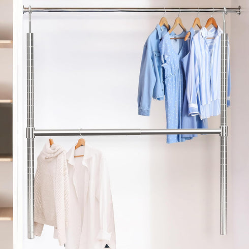 DecoBrothers Adjustable Hanging Closet Rod, Chrome...