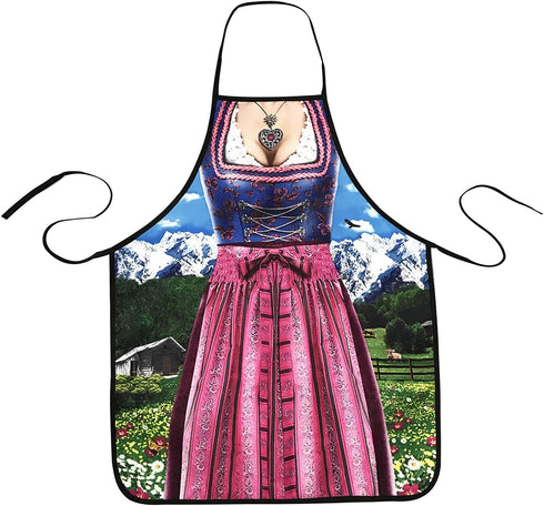 MOMOONNON Dirndl Apron for Women - German Lederhosen Apron for Oktoberfest & Bavarian Kitchen Cooking, Grilling, BBQ & Baking...