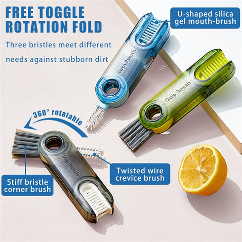 3 in 1 Tiny Bottle Cup Lid Detail Brush Straw Cleaner Tools Multi-Functional Crevice Cleaning Brush, Cleaning Brush for Bottles Clean Brushes for ...