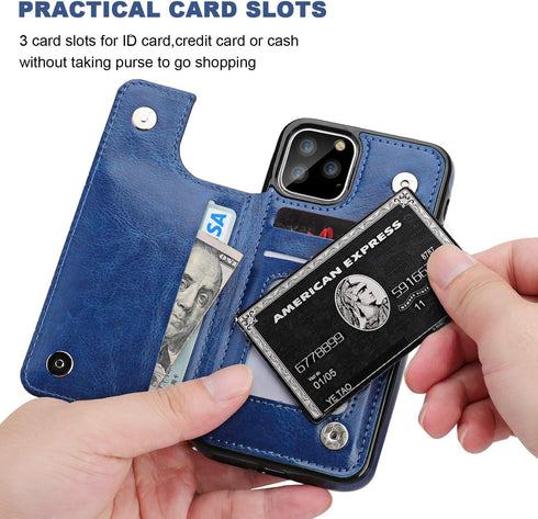 for iPhone 11 Pro Wallet Case with Card Holder,OT ONETOP PU Leather Kickstand Card Slots Case,Double Magnetic Clasp and Durable Shockproof Cover f...