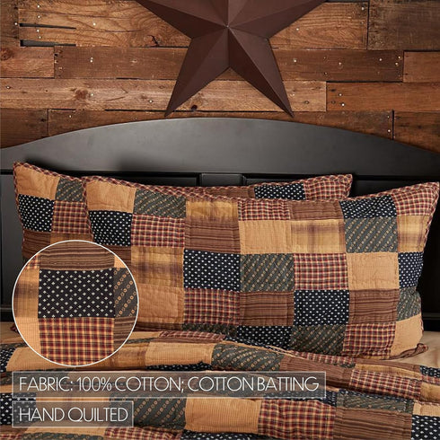 VHC Brands Patriotic Patch Rect Bedroom Decor, King Sham, Red, 21x37...