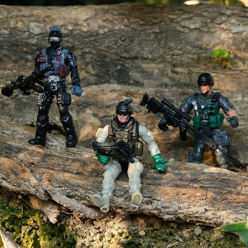 18 Pcs Special Forces Army Men Soldier Combat Movable Action Figures Army Guys Plastic Toy Soldiers Playsets Military Toy Men with Military Weapon...