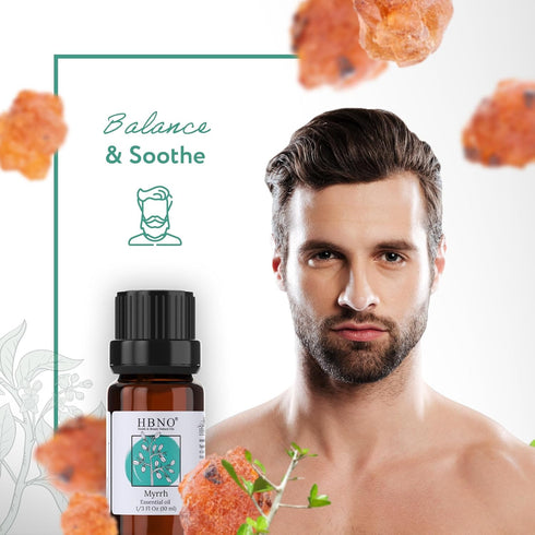 HBNO Myrrh Essential Oil - 1/3 oz (10 ml) Travel Size - Natural Myrrh Oil, Steam Distilled - Perfect for Cleaning, Aromatherapy, DIY, Soap & Diffu...