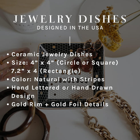 Sweet Water Decor Ring Dish Engagement - Ceramic Wedding Ring Dish for Bridal Shower - Ring Dishes for Women with White & Gold Speckled Decorative...