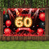 Happy 60th Birthday Banner Backdrop Red and Black 60 Years Old Background Bday Decorations for Women Men Photography Party Supplies Glitter...