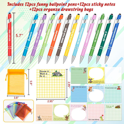 Funny Coworker Gifts, Pens with Inspirational Sayings + Sticky Notes, Work Gift Bulk for Adults Office Supplies Set...