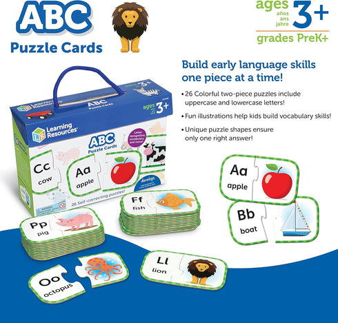 Learning Resources ABC Puzzle Cards, Kindergarten Readiness, Self Correcting Puzzles, Alphabet Learning Games, Puzzles for Toddlers, Ages 3+...