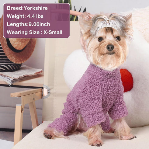 Small Dog Sweater Dog Clothes for Small Dog Girl Boy Fleece Puppy Sweater Jammies 4 Leg Dog Pjs for Chihuahua Yorkie Spring Winter Warm Onesies Ju...