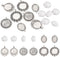 FASHEWELRY 16Pcs Oval Round Bezel Pendant Trays Antique Silver Bezel Blanks Cabochon Setting with Clear Glass Cabochon for Photo Pendant Craft Jew...