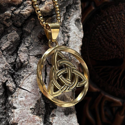 bahamut Celtic Knot Triquetra Cross Pendant Necklace for Men Woman,Vintage Norse Viking irish Trinity Protection Amulet Jewelry Gifts...