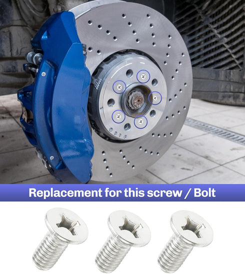 Stainless Steel Brake Disc Rotor Screws,12PCS Brake Disc Retaining Screw,Car Accessories Retaining Hardware Bolts Screw Kit for Front and Rear,Rot...