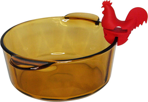 HOME-X Red Rooster Spoon Holder, Pot/Pan Clip Kitchen Accessories, Fun Hostess Gifts...