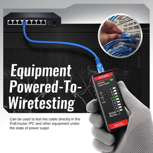 HT812A Network Cable Tester with RJ45 RJ11 Port, Ethernet Cable Tester, Ethernet Tester Tool Fast/Slow Gear, 60V Cable Telephone Line Continuity T...