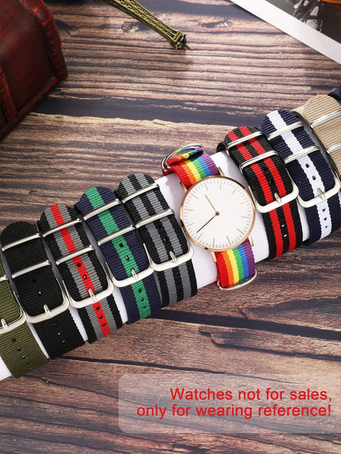 meekoo 10 Pieces Nylon Watch Strap Military Replacement Watch Band with Stainless Steel Buckle for Men and Women's Band Replacing, 18 mm...