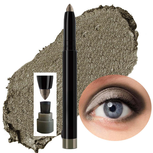 2 in 1 Silver Gray Smokey Grey Eyeshadow stick Eyeliner Pencil Cream Shimmer Smooth Eye Makeup Sharpenable Multi-Use Longwear Eyeliner Pencil Eye ...
