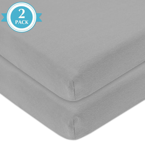 American Baby Company 2 Pack 100% Natural Cotton Fitted Pack and Play Sheets 39" x 27" - Soft & Breathable Pack N Play Sheets for Playard & Mini C...