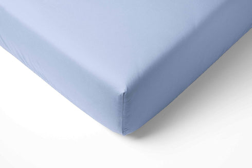 Bacati - ONE Solid Boys 100% Cotton Percale Universal Baby US Standard Crib or Toddler Bed Fitted Sheet (Light Blue)...