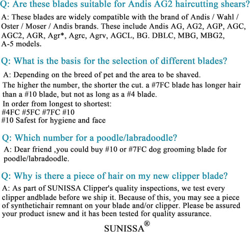 10# Clipper Blades Pet Grooming Clipper Replacement Blades - 1/16"(1.5mm) Cut Length, Compatible with Andis, Oster A5, Wahl KM-10 Series Clippers,...